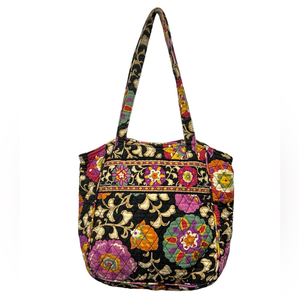 Vera Bradley floral prints brown pink multicolored tote Bag quilted small medium